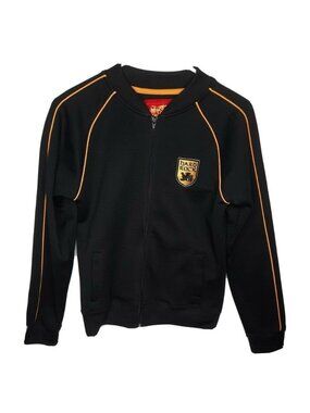 Hard Rock Cafe Atlanta Youth M Black Yellow Piping Full Zip Jacket Logo EUC
